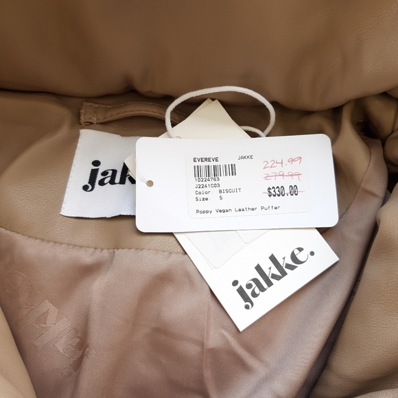 FINAL ⬇️ Jakke. | Poppy Vegan Leather Puffer Jacket in Biscuit Tan - Picture 6 of 8
